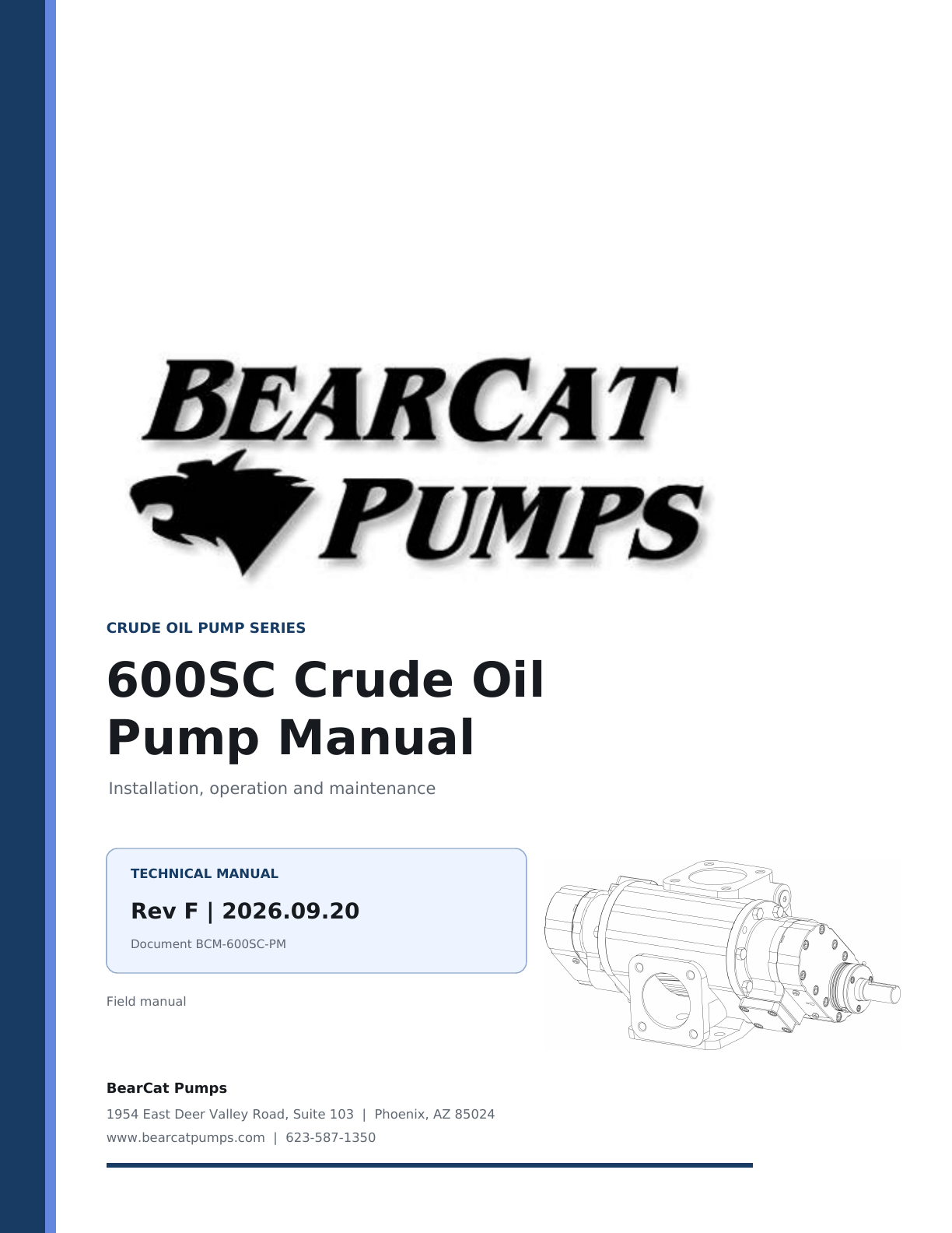 600SC Crude Oil Pump Manual, Rev F cover