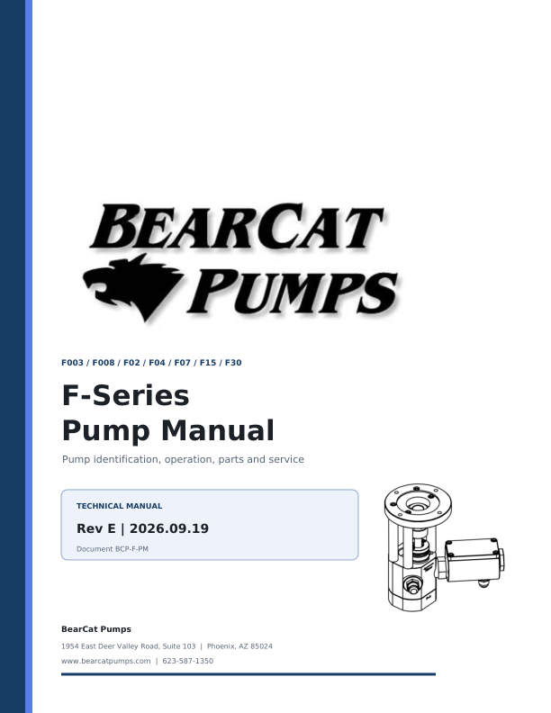 F-Series Pump Manual, Rev E cover