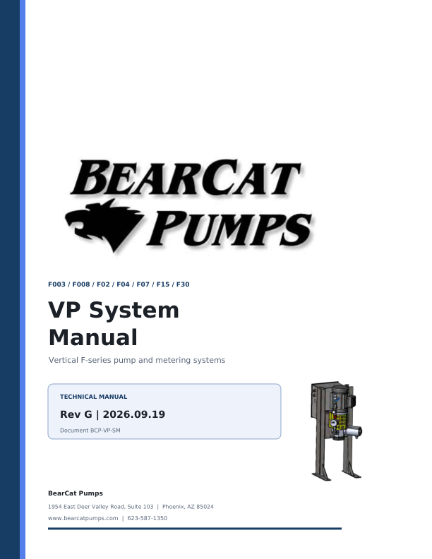 VP System Manual, Rev G cover